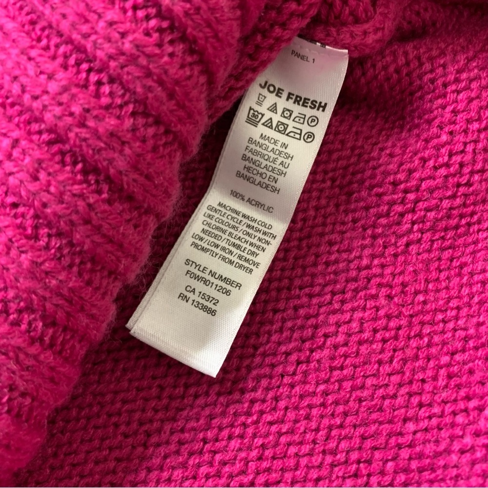 JOE FRESH Barbiecore Chunky Knit Hi-Lo Turtleneck Sweater S - Picture 8 of 10